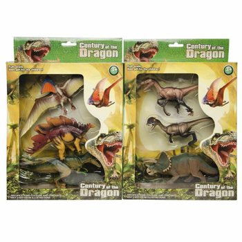 Set di 3 Personaggi Giocattolo Dinosauro - in Grande Scatola Regalo (1 pz.)