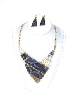 Collana e Orecchini Neri Stile Ibiza (1 pz)