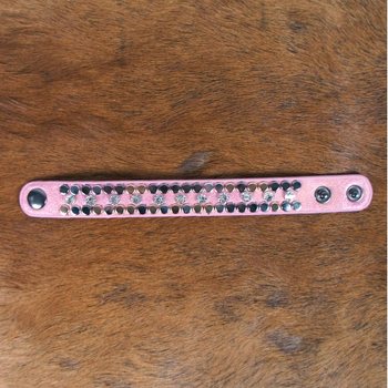 Braccialetto Ibiza Rosa con Borchie e Strass (1 pz)