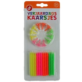 SET CANDELINE DI COMPLEANNO, Include: 24 Candeline con supporti