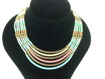Collana di Lusso Stile Ibiza Turchese / Crema / Oro (1 pz)