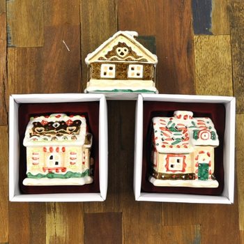PORTACANDELE CASETTA DI NATALE (3 pz.)
