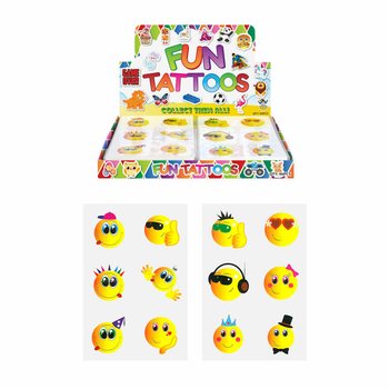 Tatuaggi Temporanei Smiley in Display (96 pezzi)