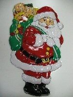 GRANDE PANNELLO DECORATIVO - BABBO NATALE CON SACCO REGALO (2 pz.)