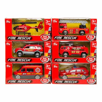 MIX DI VEICOLI DEI VIGILI DEL FUOCO IN METALLO IN DISPLAY (36 pz.)