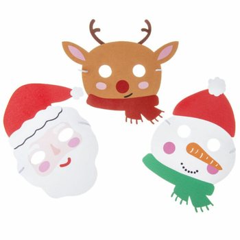 Mix Maschere Natalizie in Gommapiuma - Babbo Natale, Renna e Pupazzo di Neve (48 pezzi)