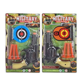 Set Pistola Militare con 3 Frecce a Ventosa e Bersagli (6 pezzi)