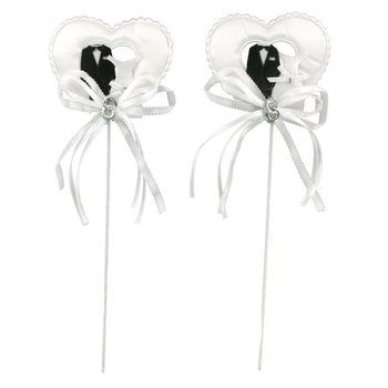 Topper per Torta / Pick Decorativo - Sposi su Cuore (12 pz.)