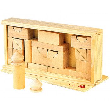 **ECONOMICO** SCATOLA DI MATTONCINI IN LEGNO, 27 PEZZI (24 pz.)