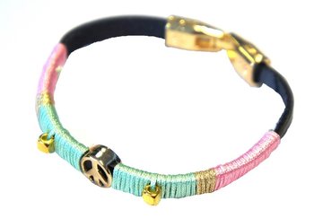 Braccialetto Stile Ibiza con Simbolo della Pace Rosa/Menta (1 pz)
