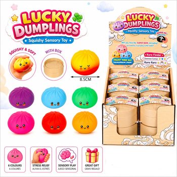 RAGE - LUCKY DUMPLINGS - Squishy Bun Dumplings GRANDE Dim. 8.5 x 8.5 x 4.8 cm - IN DISPLAY (12 pz.)
