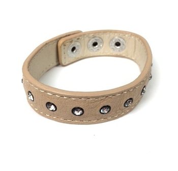 Braccialetto Look Pelle Ibiza Crema con Strass (1 pz)
