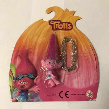 Personaggio Trolls con catenella su cartoncino (12 pz.)