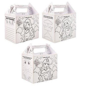 Scatole Menu Bimbi Principesse da Colorare - 14 x 9.5 x 18 cm (24 pz.)