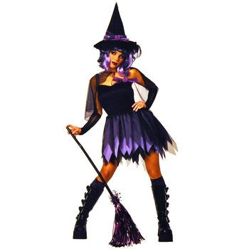 COSTUME DA STREGA NERO/VIOLA PER BAMBINI - TAGLIA 164