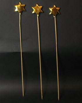 STELLA DI NATALE SU BASTONCINO - ORO (6 pz.)