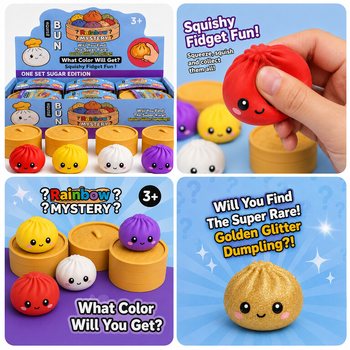 RAGE - Squishy SUGAR EDITION Bun Dumplings GRANDE (8.5 x 8.5 x 4.8 cm) - Fidget Toy Virale 2026 (12 pz)
