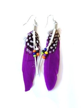 Orecchini con piume stile Ibiza viola (1 pz)