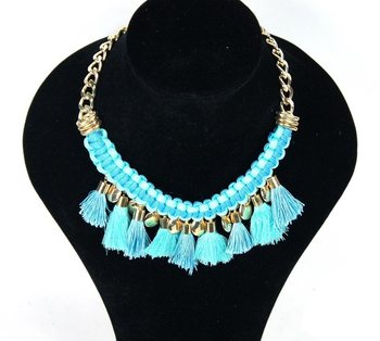 Collana di lusso stile Ibiza con nappe blu (1 pz)