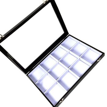 Espositore per Perle con Coperchio Bianco, 12 Scomparti
