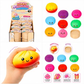 RAGE - LUCKY DUMPLINGS - Squishy Bun Dumplings GRANDE Dim. 8.5 x 8.5 x 4.8 cm - IN DISPLAY (12 pz.)