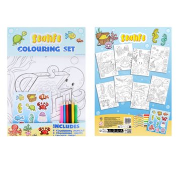 GRANDE SET DA COLORARE - MODELLO: SEA LIFE - Dim 22x30x1 CM (12 pz.)
