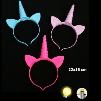CERCHIETTO UNICORNO LUMINOSO, BATTERIE INCLUSE (24 pz.)