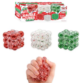 SQUEEZY GLITTER BAUBLE CUBES - CON GLITTER - SET DA 3 CUBI - CON RIEMPIMENTO SUGAR - IN DISPLAY (6 SET)