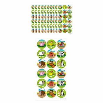 ADESIVI DIVERTENTI - ANIMALI DELLA FATTORIA - 18 ADESIVI PER FOGLIO (10 pz)