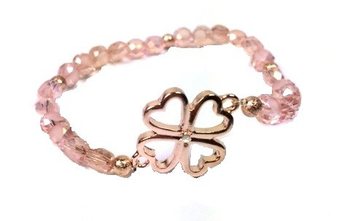 Bracciale Stile Ibiza Rosa Quadrifoglio - Elastico (1 pz)
