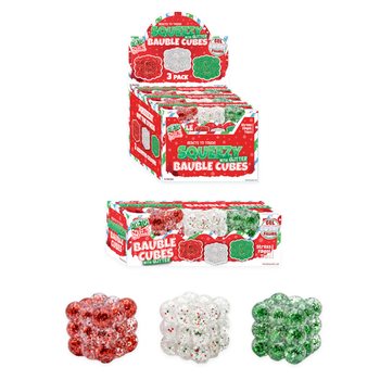 SQUEEZY GLITTER BAUBLE CUBES - CON GLITTER - SET DA 3 CUBI - CON RIEMPIMENTO SUGAR - IN DISPLAY (6 SET)