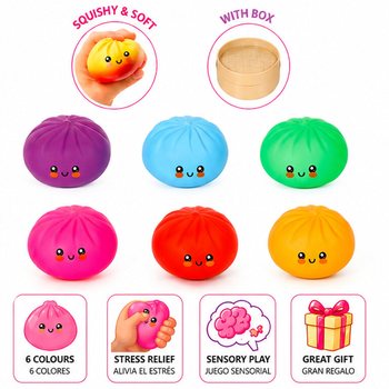 RAGE - LUCKY DUMPLINGS - Squishy Bun Dumplings GRANDE Dim. 8.5 x 8.5 x 4.8 cm - IN DISPLAY (12 pz.)