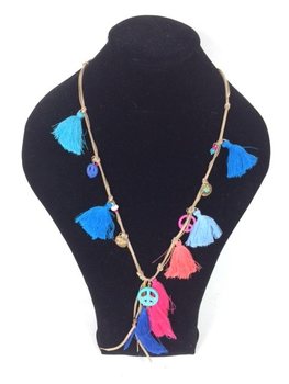 Collana Stile Ibiza con Nappe e Simbolo Peace (1 pz)