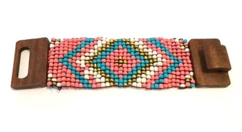 Braccialetto Azteco con Chiusura in Legno Blu/Rosa (1 pz)