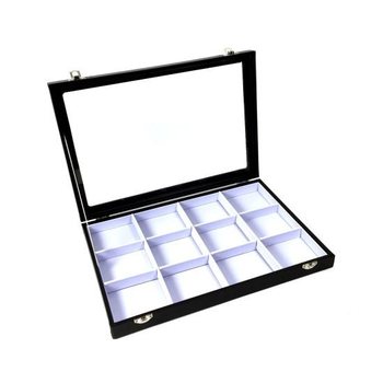 Espositore per Perle con Coperchio Bianco, 12 Scomparti