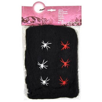 Ragnatela Decorativa Halloween Nera 100g con 6 Ragni (6 pz.)