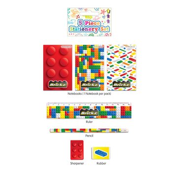 Set di Cancelleria a Mattoncini 5 Pezzi (24 pz.)