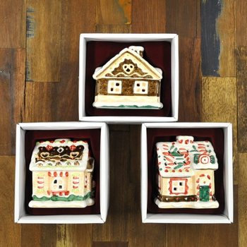 PORTACANDELE CASETTA DI NATALE (3 pz.)