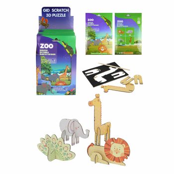 Puzzle da Grattare 3D Animali dello Zoo (Display 18 pezzi)