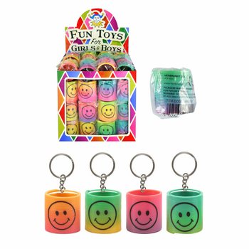 Portachiavi a Spirale Smiley Arcobaleno in Display (60 pz.)