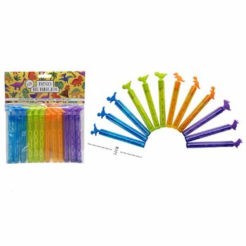 Bacchette bolle di sapone dinosauro colorate (Confezione da 12)