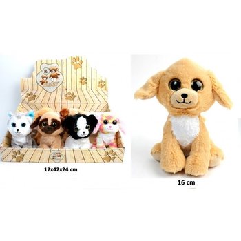 Cani in Peluche di Lusso, 16 cm, Modelli Misti in Espositore (12 pz)