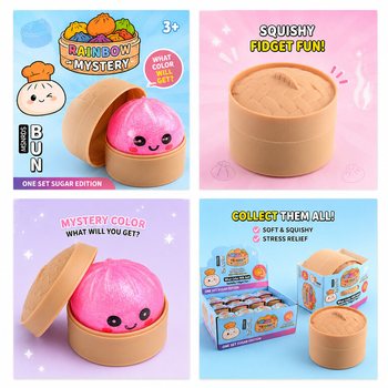 RAGE - Squishy SUGAR EDITION Bun Dumplings PICCOLO (5.3 x 5.3 x 4.1 cm) Fidget Toy Viral 2026 (24 pz.)