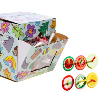 TROTTOLE IN LEGNO CON STAMPA FRUTTA - IN DISPLAY (42 pz)