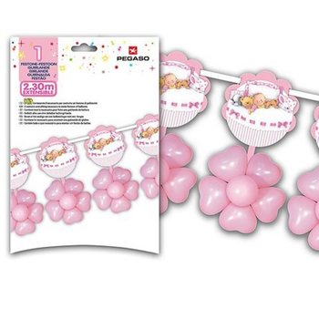 GHIRLANDA DI PALLONCINI GRANDE 2,3 METRI - ROSA (3 pz.)
