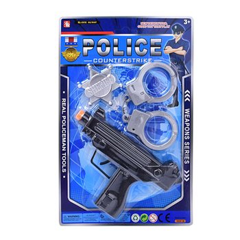 Set Giocattolo della Polizia con Mitra, Manette e Distintivo (6 pz.)