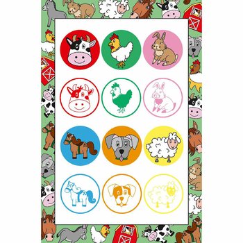 Timbri Animali della Fattoria in Display (60 pezzi)