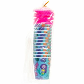 Bicchiere per Bevande / Gelato con Cannuccia &ndash; Sirena (12 pz.)