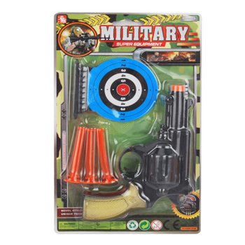 Set Pistola Militare con 3 Frecce a Ventosa e Bersagli (6 pezzi)