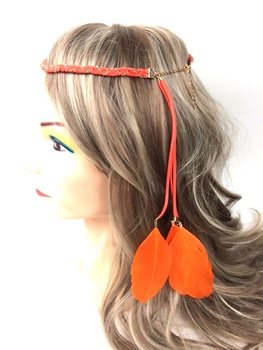 Fascia intrecciata con piume Arancione (1 pz)